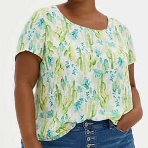 Torrid Womens Abbey Georgette Cactus Print Button Back Blouse Size 1X